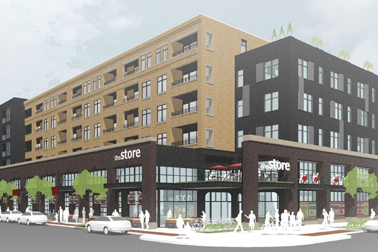 The incoming Meijer store and apartments coming to Bridge and Stocking.