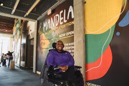 Kimberly Kennedy-Barrington at the Mandela: The Offical Exhibition at the Grand Rapids Public Museum.