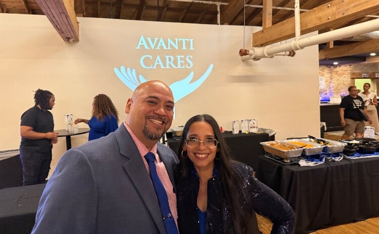 Raquel Guzman and Robert Anthony Alvarez at their firm's "quinceañera" celebration at the Goei Center on June 18.