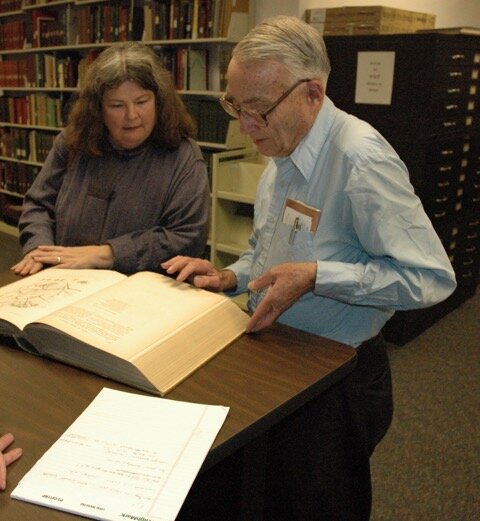 Dr. Edward G. Voss and author Julie Stivers, at the University of Michigan Herbarium, 2005.