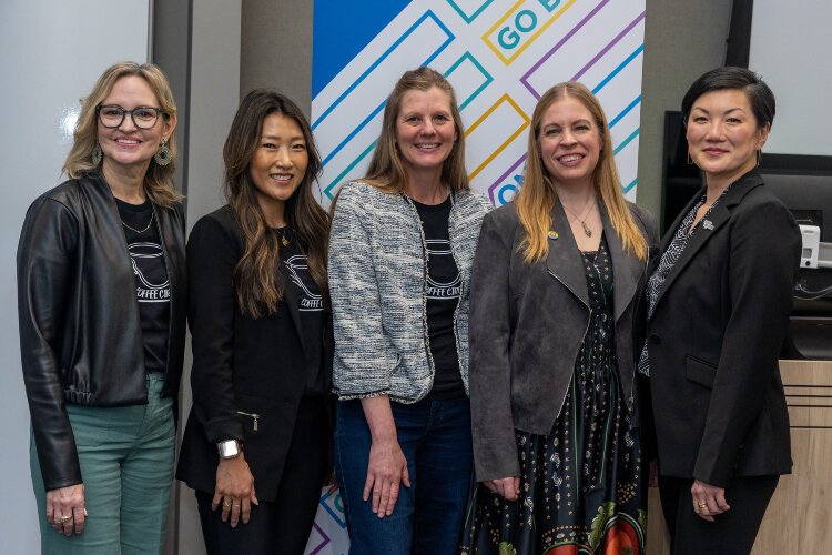 Go Beyond conference panelists: Jen Wangler, Rebekah Baker, Stacy Paul, Brittany Hunter and speaker Anna Baeten.  