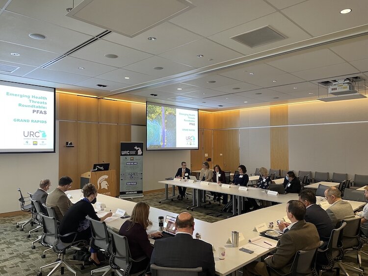 Speakers at the University Research Corridor event included MSU Center for PFAS Research director Cheryl Murphy, Wayne State University School of Medicine assistant professor Rodrigo Fernandez-Valdivia, and Fraunhofer USA scientist Suzanne Witt.