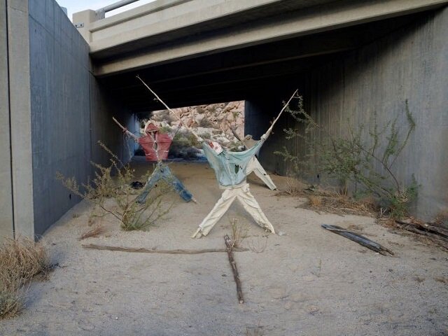 An image “Border Cantos | Sonic Border" exhibit shows clothing found along the Mexican border. (GRAM)