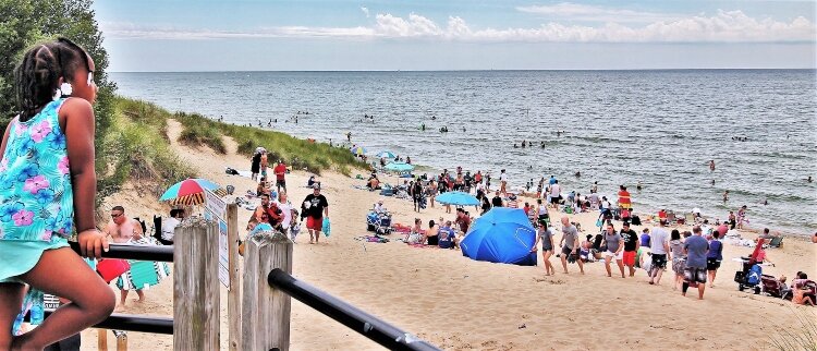 The beach at Tunnel Park was much larger prior to high-water levels.