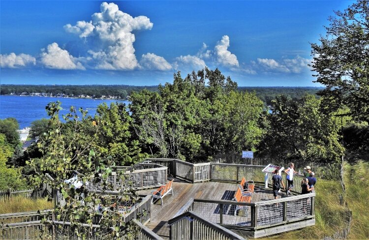 From the top of Mount Pisgah, you can look out over Lake Macatawa and Lake Michigan. (Photo by Mike Lozon) 