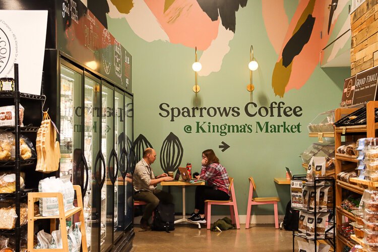 Sparrows Coffee took up residence within Kingma's Market, offering neighbors a place to catch up and converse.