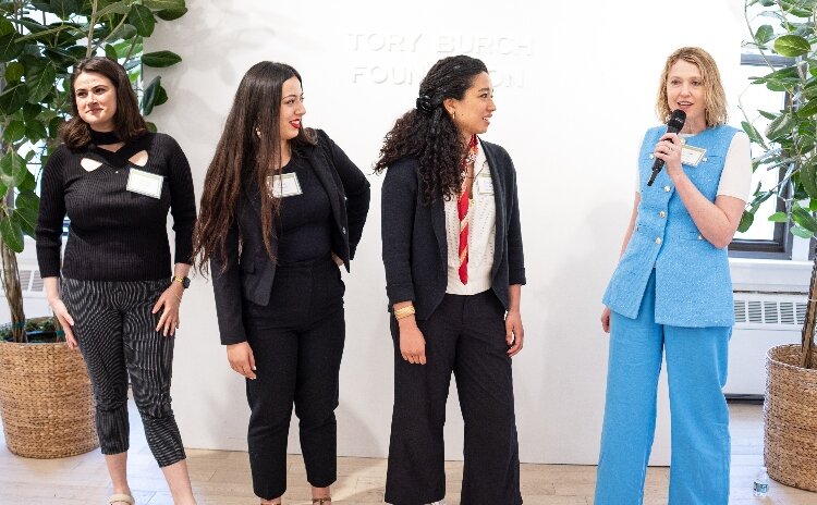 Kristin Revere speaks at the 2025 Tory Burch Foundation Fellowship gathering. 