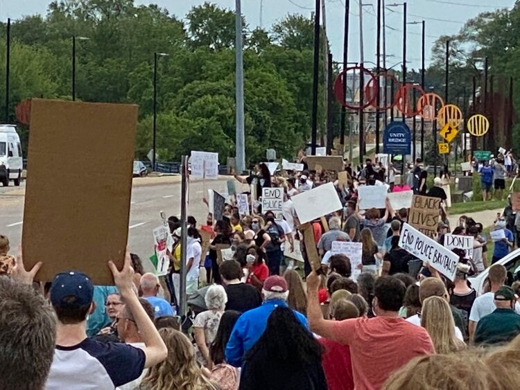 Chants of “No justice! No peace!” and “Black Lives Matter” were punctuated by enthusiastic car horns during George’s Peaceful Unity Demonstration march in Holland on June 7. 
