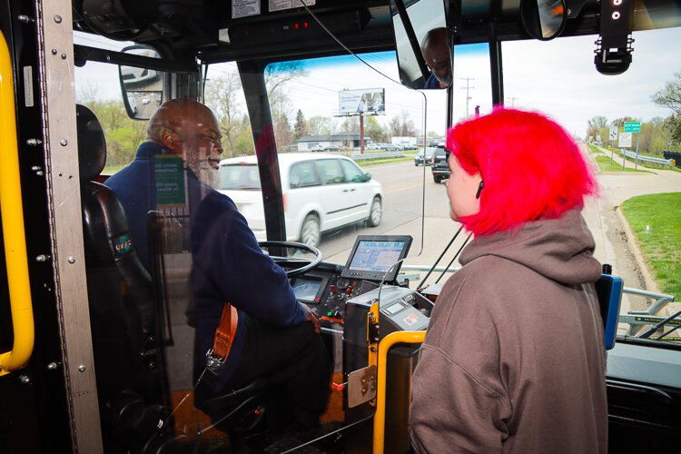 Monroe O'Bryant is happy to provide information to riders on The Rapid.