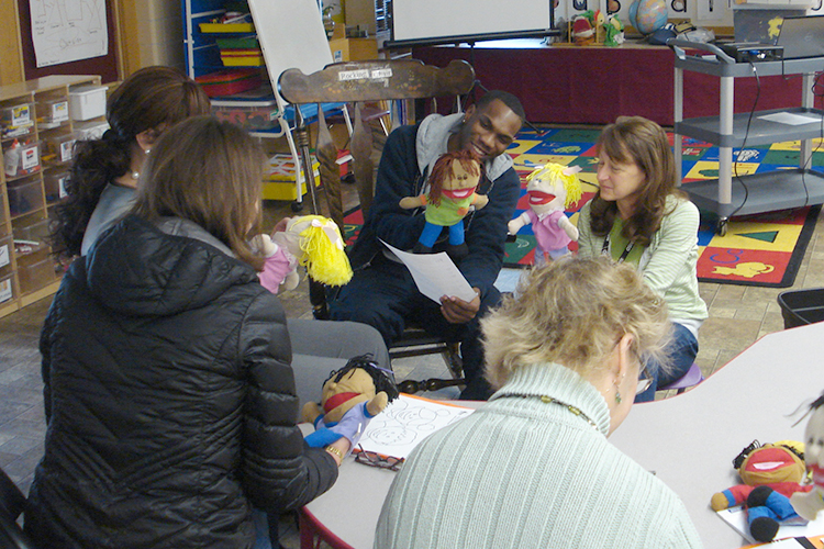 Community members undergo training to discuss race with children. 