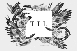 TIL logo enveloped by “Owl Skulls” illustration by: Christina Mrozik and Zoe Keller.