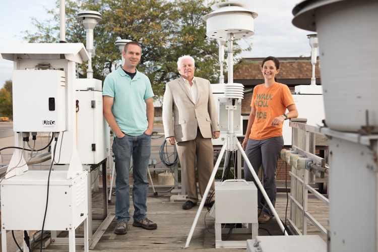 From left, Mitch Toonstra, Mike Lunn and Emily Miner work together on improving Grand Rapids’ environment. 