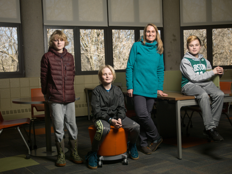 From left, Tuck, Tybee and Bodie Bickford and their mother Nancy Haynes.