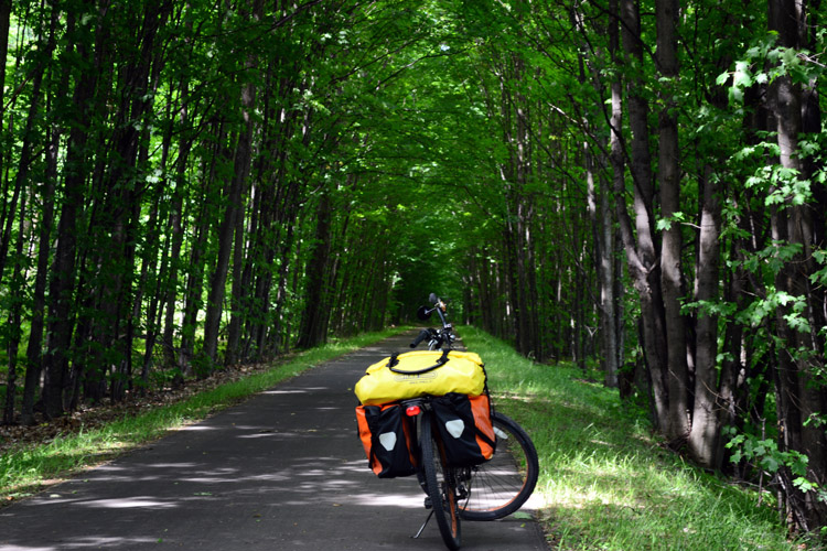 The writer's bike, during a break from long-distance cycling.