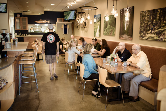 The interior of the cafe.