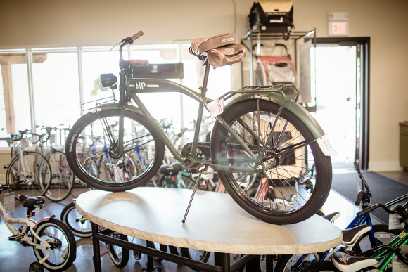 One of the many colorful bikes on display.