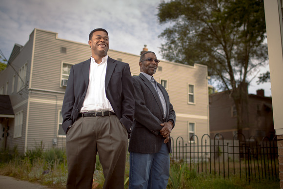 Eric Foster, left, and Ron Jimmerson, right, of Seeds of Promise.