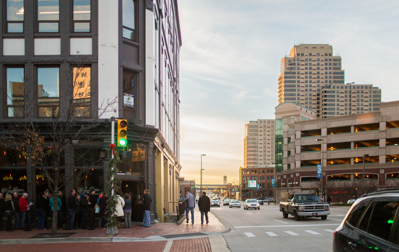 Lines form down the street for the opening of the Grand Rapids Brewing Company