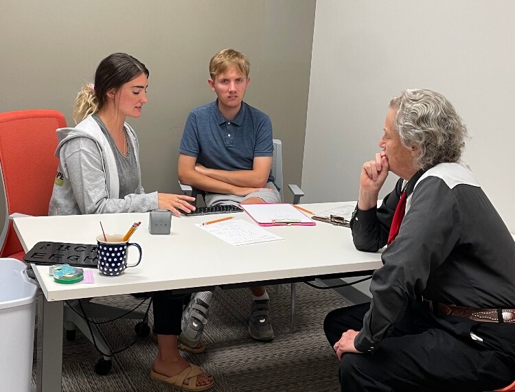 Temple Grandin talks with residents at Benjamin’s Hope in Holland. (Courtesy)