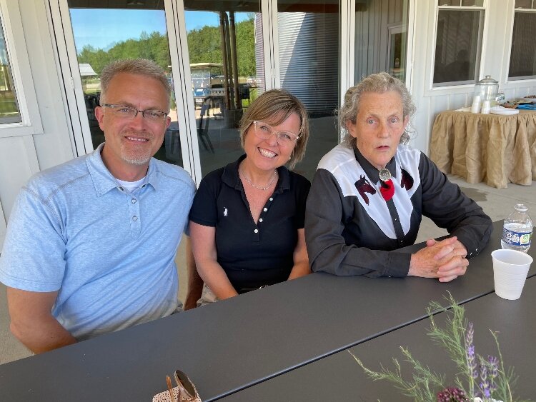 Temple Grandin sits with Krista Mason, the founder and executive director of Benjamin’s Hope in Holland. (Courtesy)