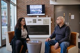 Elizabeth Agius, WSU School of Social Work associate director of research administration, with Larry West, Peers to Higher Education project manager.