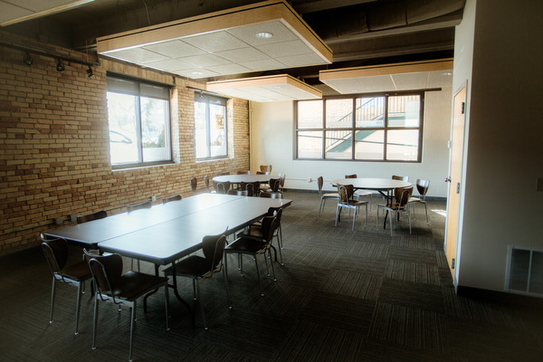 After cooking, students have  a large area to sit and eat.