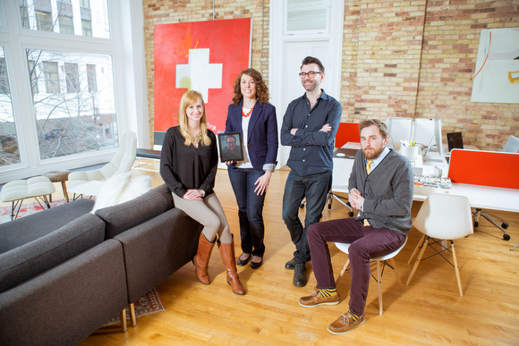 Conduit Studio's Kelly O’Hara, Sally Herman, John O’Neill, Ryan Mitchell and Aaron Vanderzwan (on the iPad). 