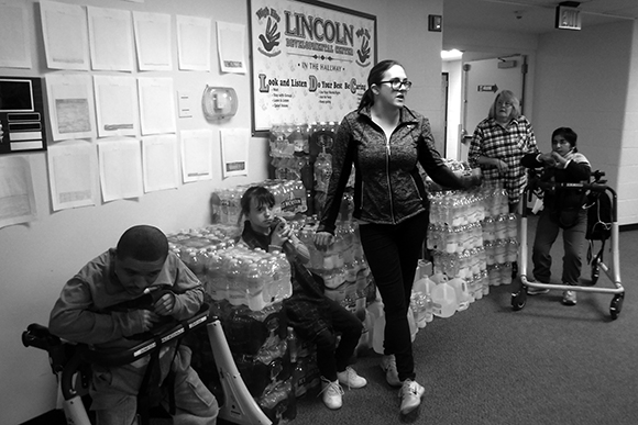 The Flint water drive at Lincoln Developmental Center.