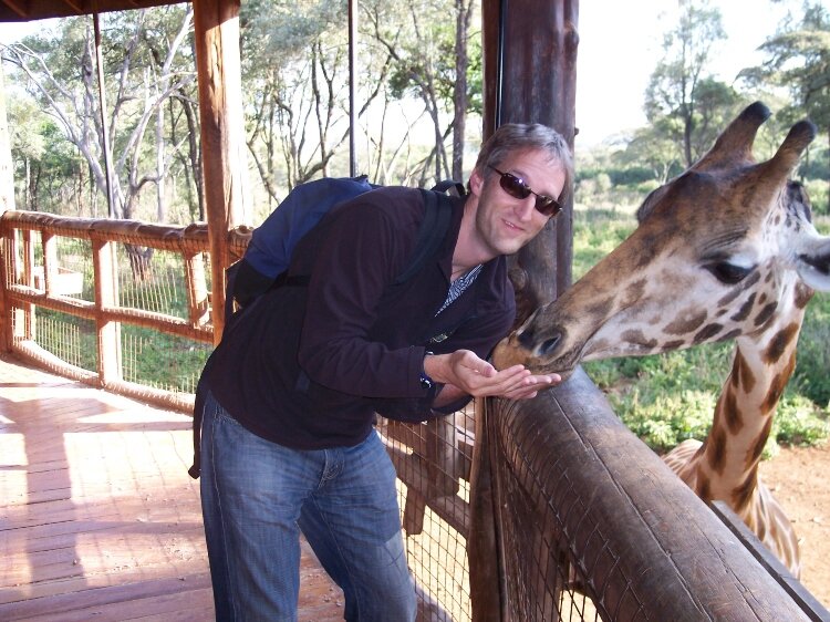Joel Schoon-Tanis during a trip Nairobi where he used his talents to raise money for giraffe conservation.