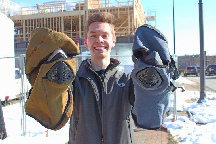 While at Grand Valley, Jordan Vanderham developed a mask that makes it easier to breathe while working or playing in below-freezing air. 