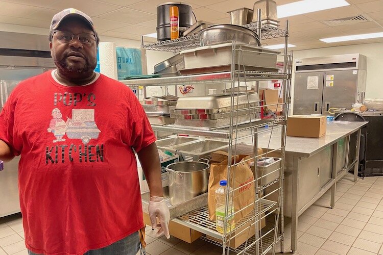 John Capers in the Kellogg Arena commercial kitchen.