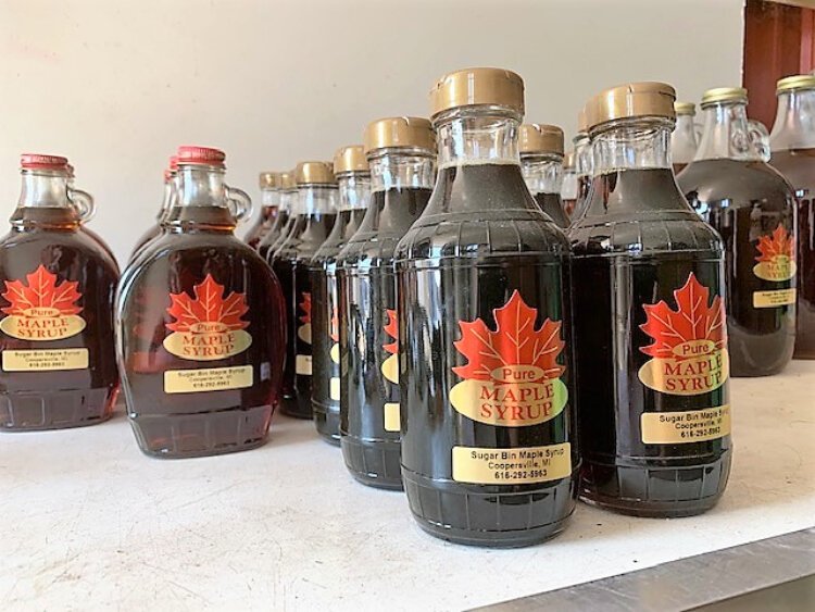 Maple syrup waiting for a new home.