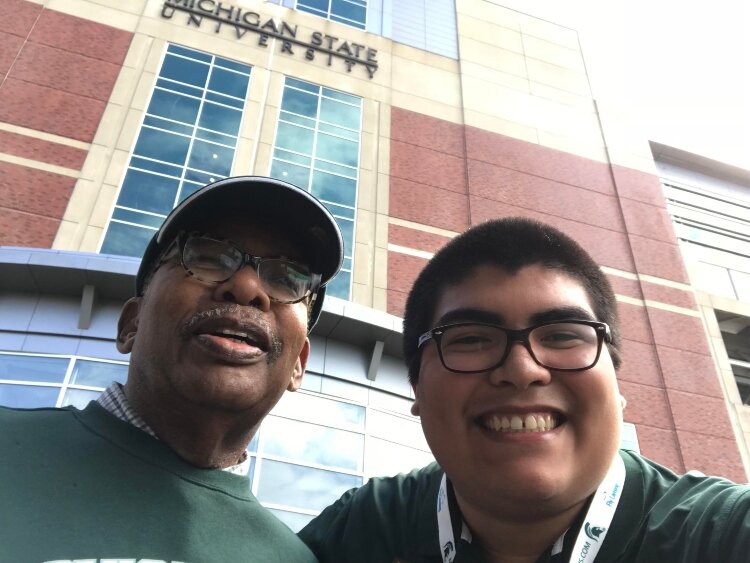 Michael Sandoval with MSU alum Ernest Green, one of 'Little Rock Nine.' 