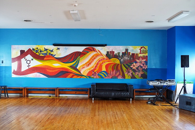 A mural in the recreation area at the Ruth Ellis Center.