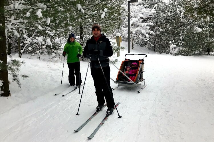 With more than 10 miles of groomed ski trails winding along the Pigeon River, Pigeon Creek Park is a popular cross-country ski destination for classic and skate skiing.