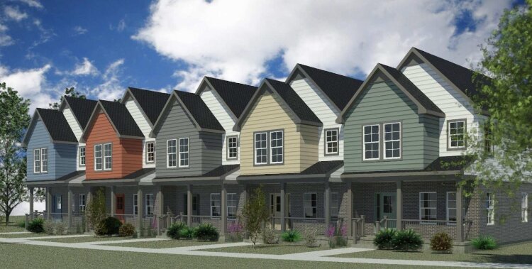 A rendering of the second phase of this Kollen Park Drive project, which will include five 3-bedroom townhomes.