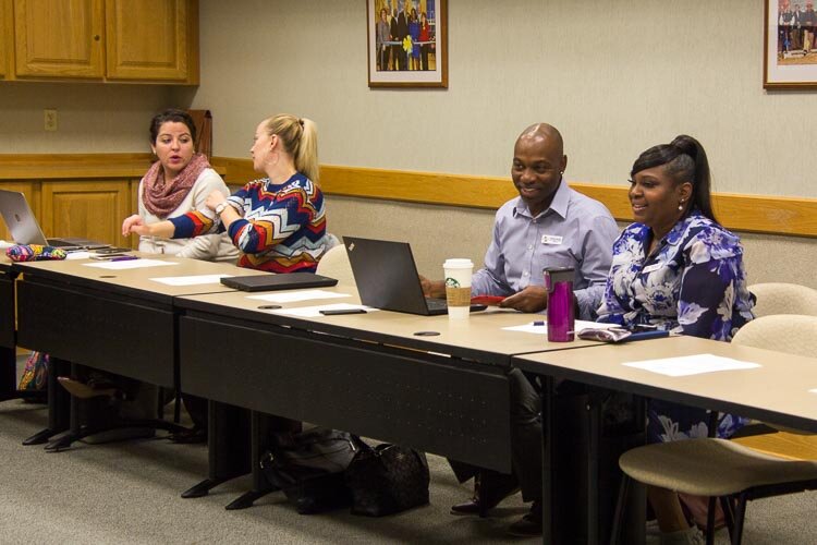 Danni Heddinger of BCVision, Samantha Hughes of the Battle Creek Community Foundation, Freddie McGee of Battle Creek Public Schools, and Rebecca Bolden of Battle Creek Public Schools.