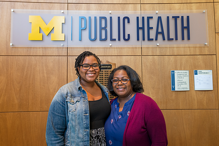 Former Future Public Health Leaders Program (FPHLP) student Sade Richardson with FPHLP director Dana Thomas. 