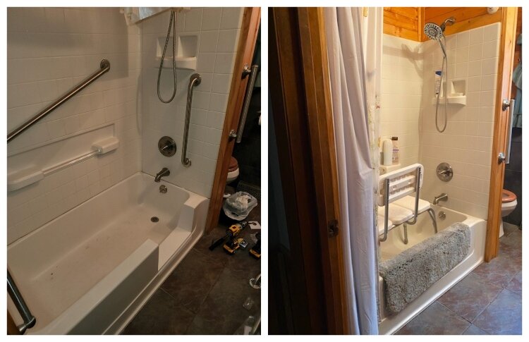 The photos show improvements to tubs to make them more accessible. (DAKC)