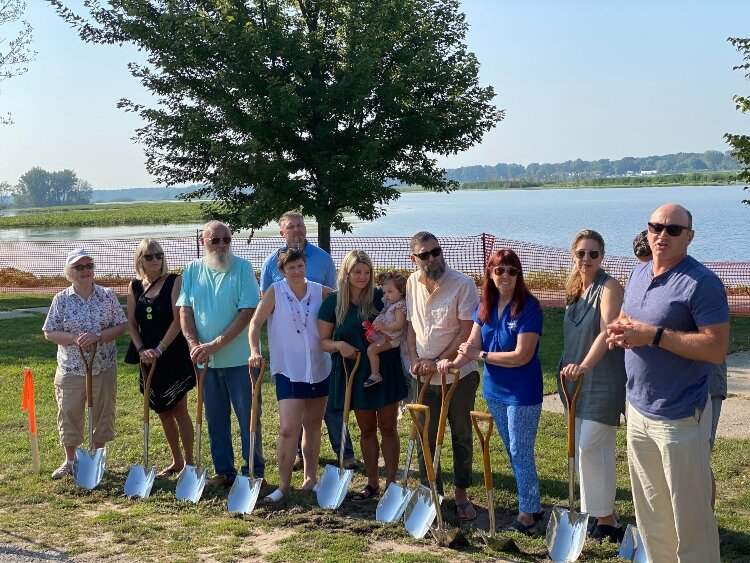 Spring Lake Village President Mark Powers speaks during the groundbreaking ceremony for Tanglefoot Park. 