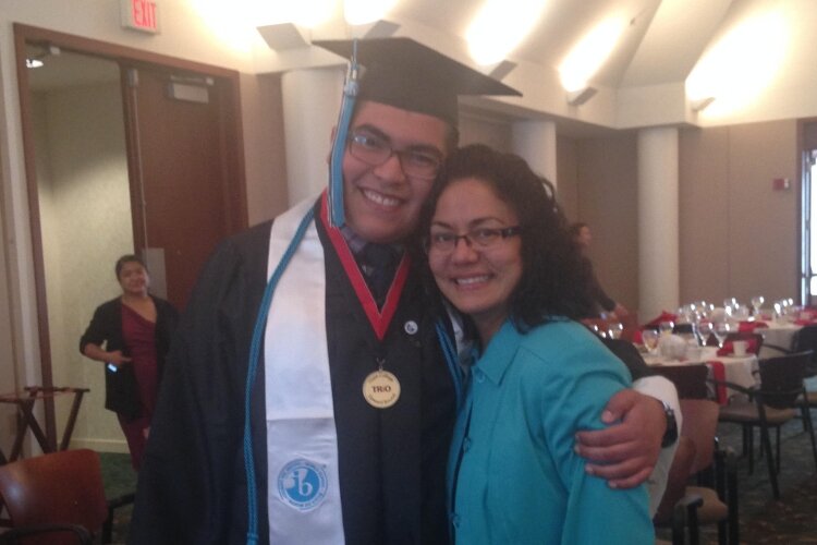 Michael Sandoval with Andrea Mireles at his TRIO Upward Bound graduation. 