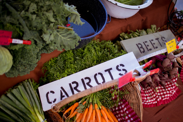 Fresh produce in the farmers market.