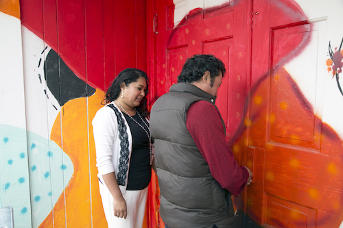 Veronica Quintino-Aranda con su esposo Jose Aranda donde se conocieron en San Jose Obrero